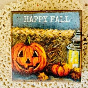 *Happy Fall Wood Block Sign 4”